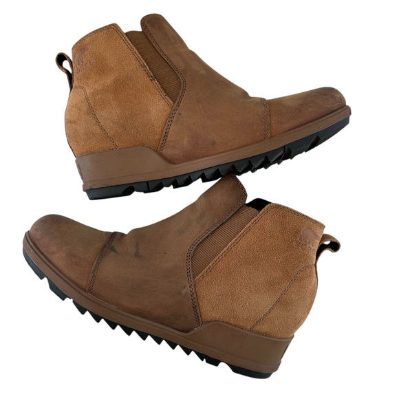 SOREL Evie II Chelsea Waterproof Brown-Tan Leather + Suede Ankle Boots 9 - Picture 6 of 12